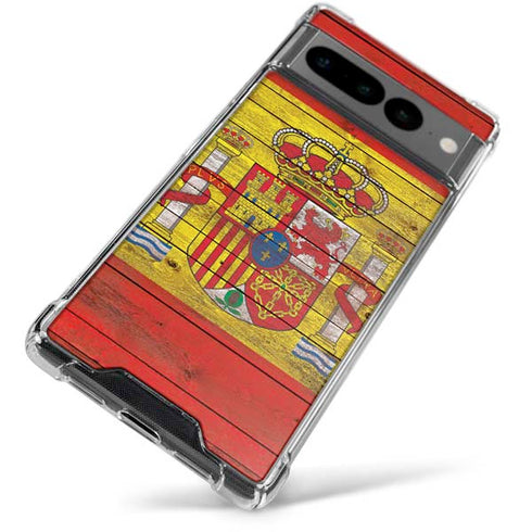 Spain Flag Dark Wood Google Pixel 7 Pro Clear Case